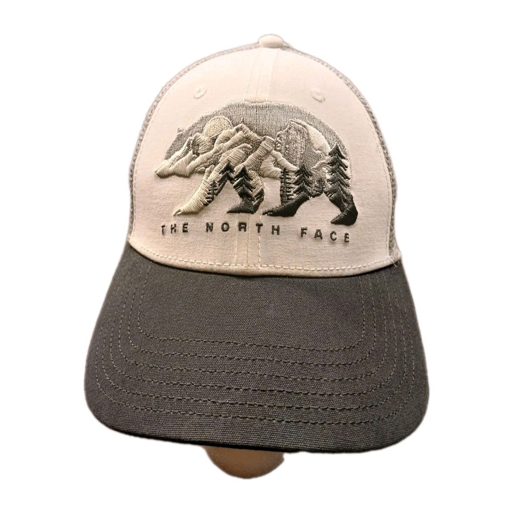The North Face Mama‎ Bear Snapback Mesh Trucker Hat Cap Gray/Blue Cap Sz 7" #968